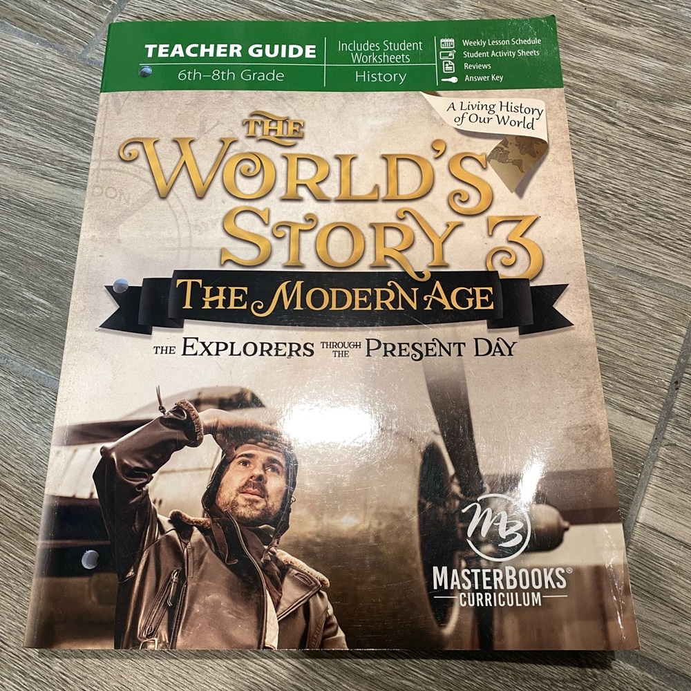 MASTERBOOKS worlds story 3 student workbook and teacher guide grades 6-8